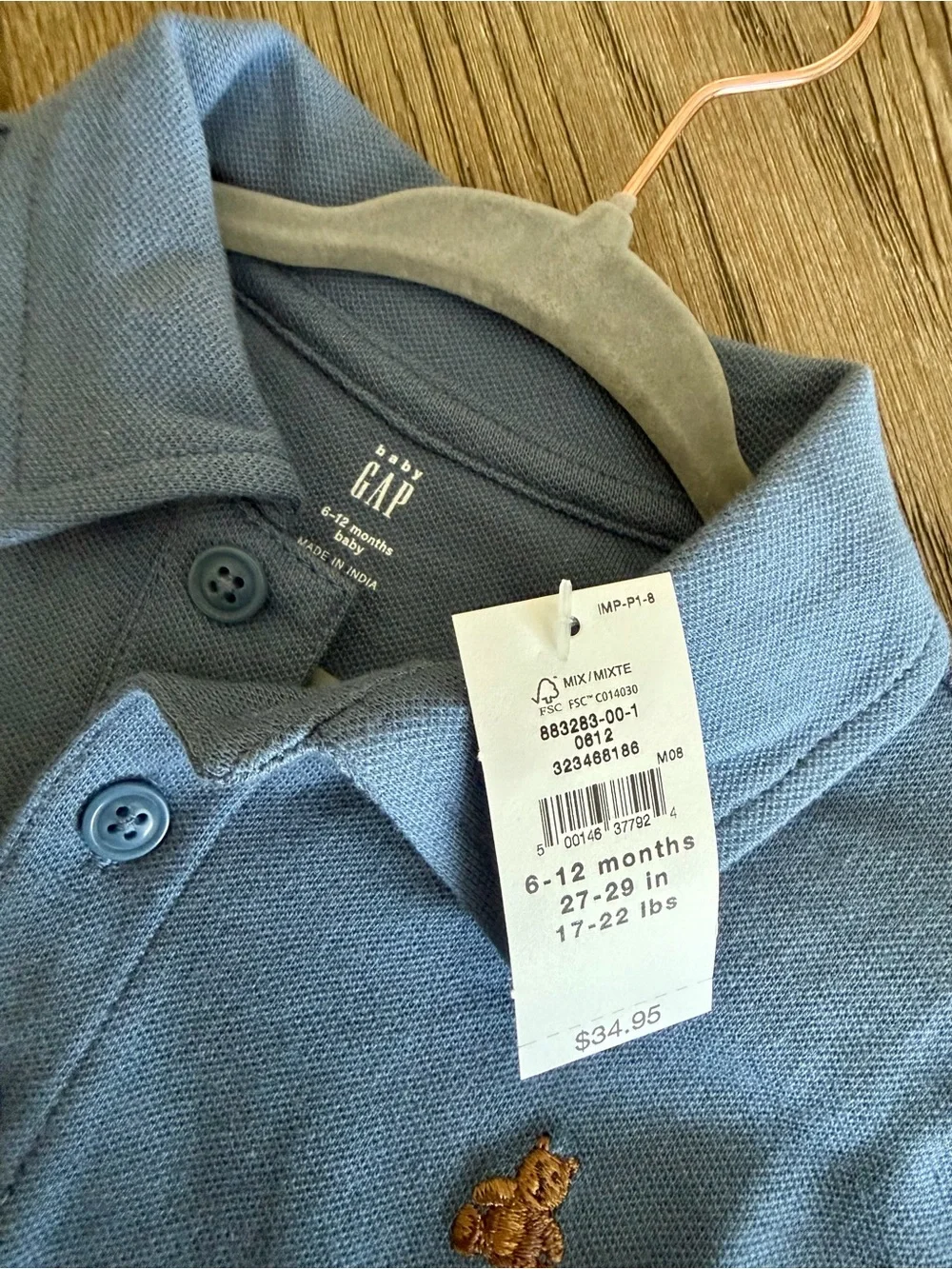 NWT! GAP - Baby Pique Polo Shorty One-Piece 6-12 M | Bainbridge blue!